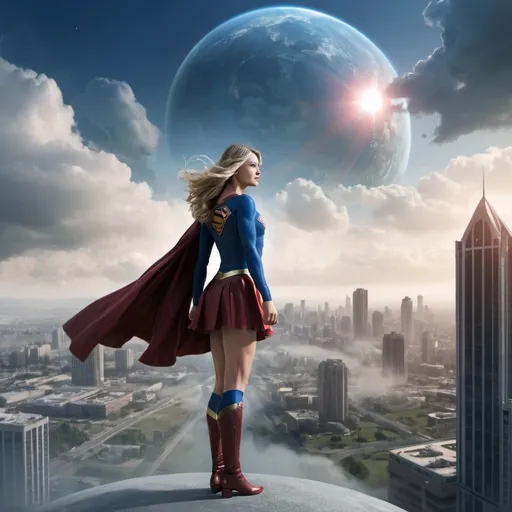 Prompt: Supergirl Argo City Clouds planet