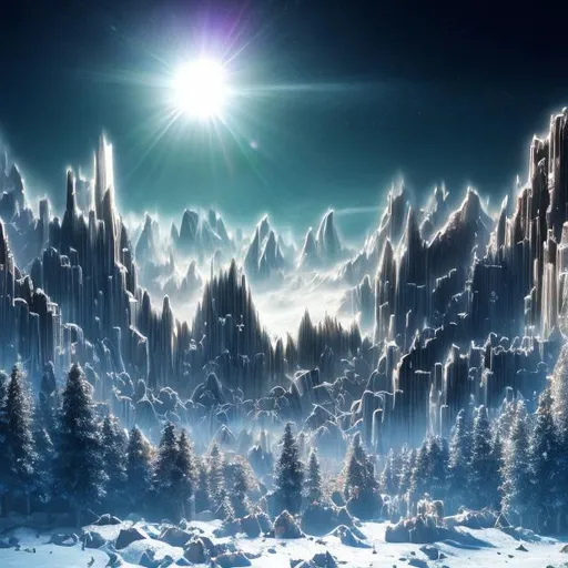 Prompt: kryptonians landscape winter