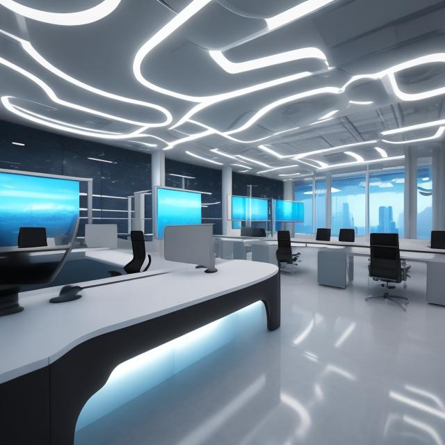 Prompt: futuristic office  interior