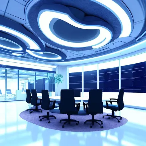 Prompt: futuristic office  interior enterprise