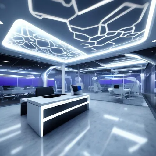 Prompt: futuristic office  interior office