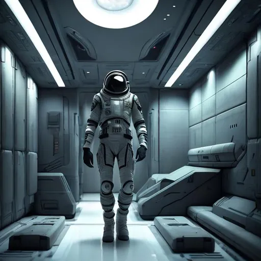 Prompt: spaceinterior design soldier sci fi futuristic interior
