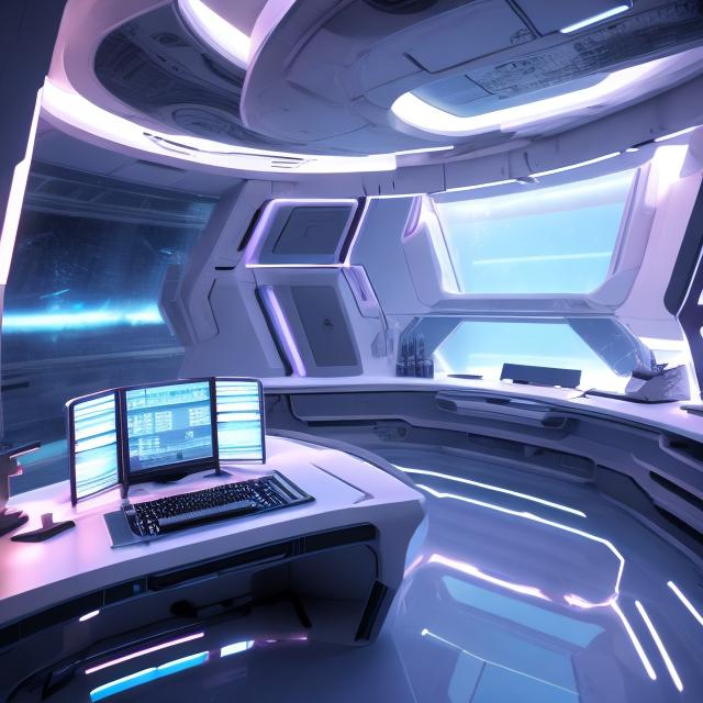 Prompt: desk futuristic interior