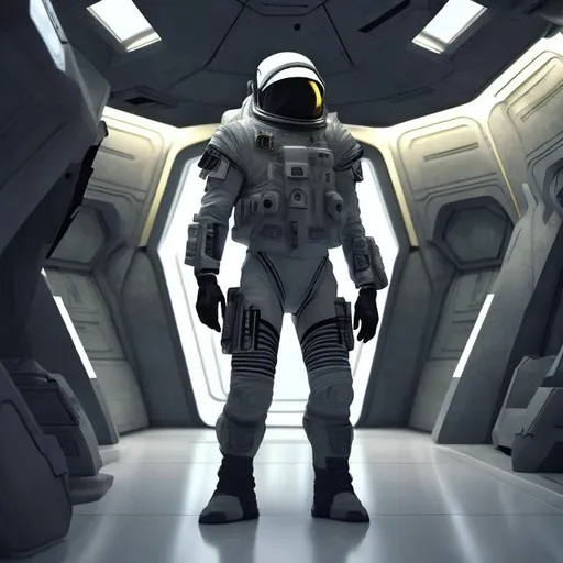 Prompt: spaceinterior design soldier sci fi futuristic interior