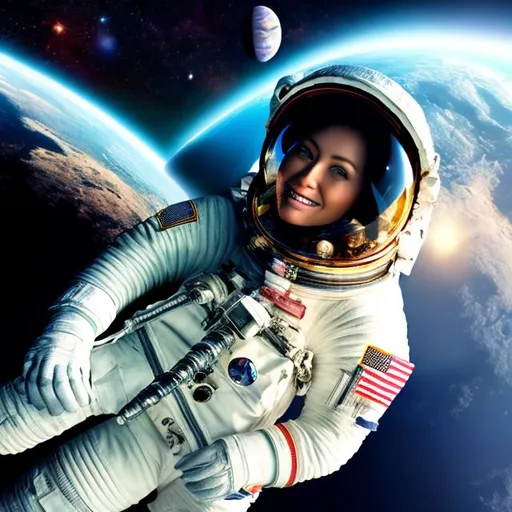 Prompt: space woman interior woman astronaut