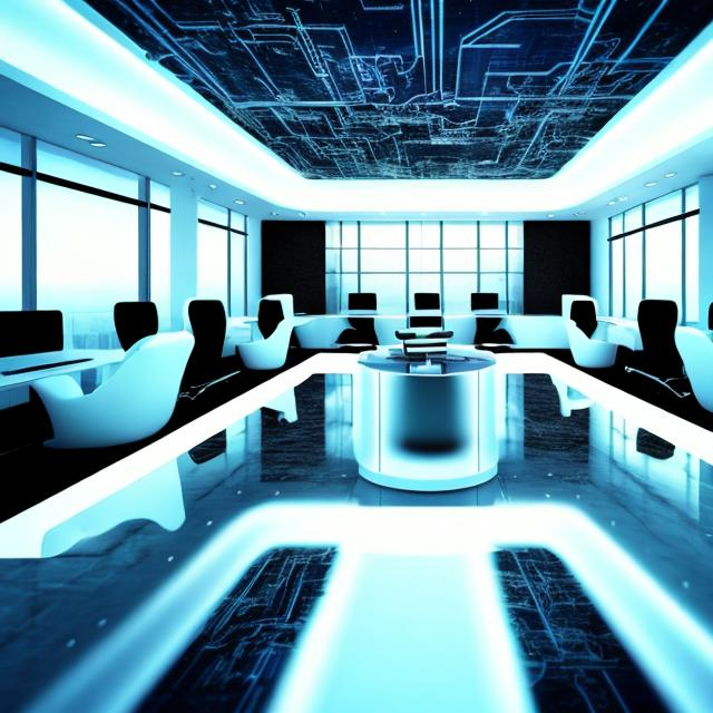 Prompt: futuristic office  interior office