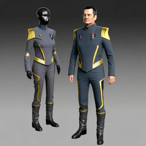 Prompt: sci fi commander of star fleet suit