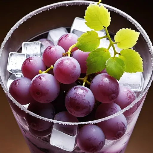 Prompt: ice cubes grapes frozed drink