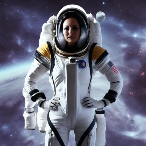 Prompt: space woman interior woman astronaut starship alien