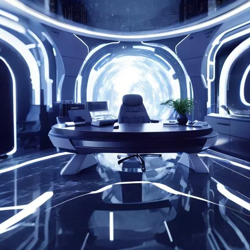Prompt: desk futuristic interior