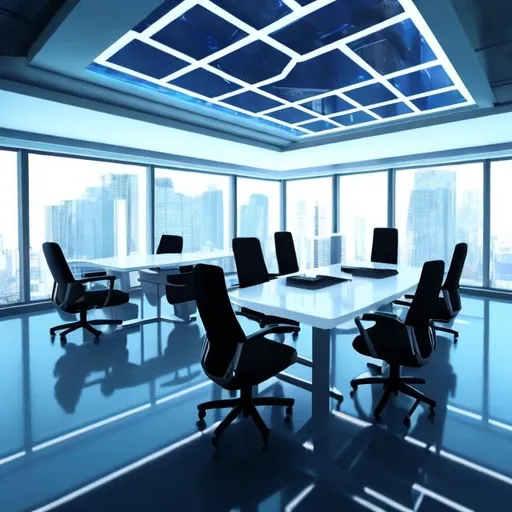 Prompt: futuristic office  interior enterprise