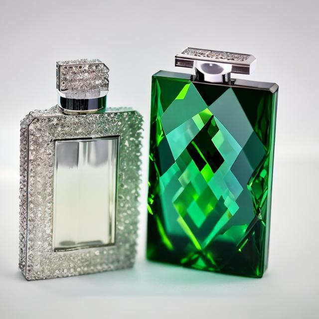 Prompt: crystal kryptonite perfume bottle