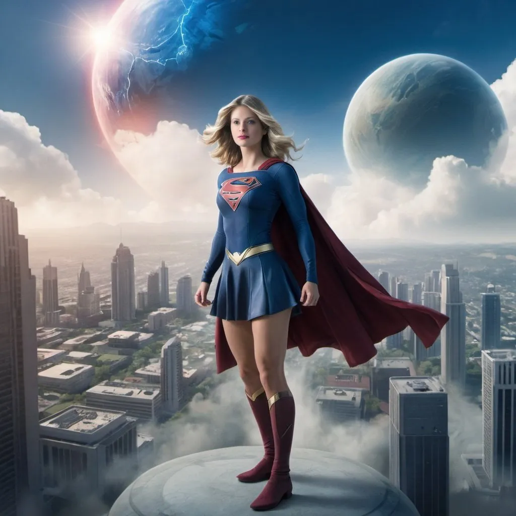 Prompt: Supergirl Argo City Clouds planet