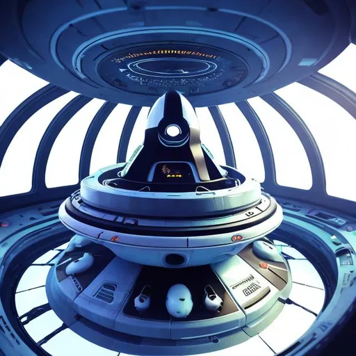 Prompt: slodier alien ship futuristc high tech interior cosmonaut 