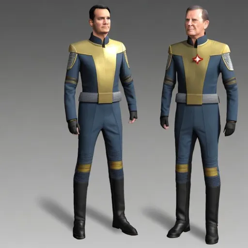 Prompt: sci fi commander of star fleet suit