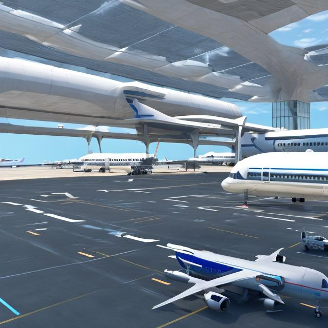 Prompt: futuristic plane airport