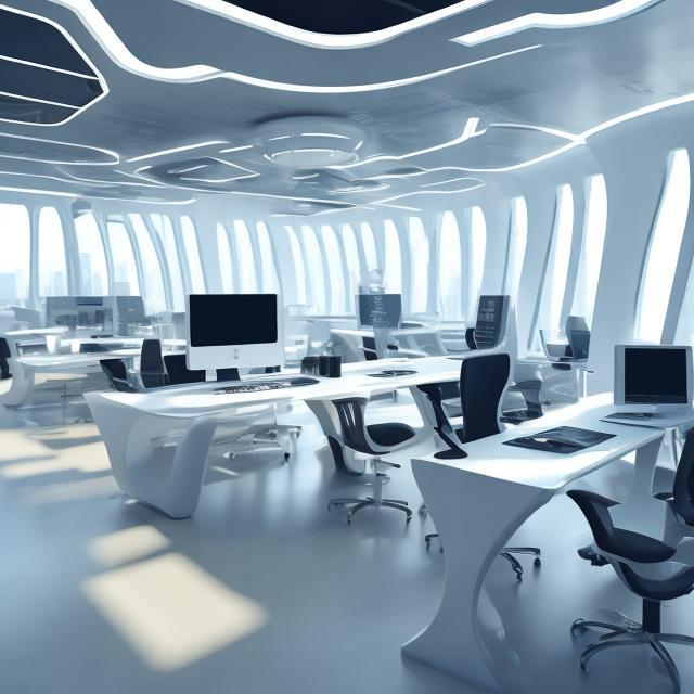 Prompt: futuristic interior office