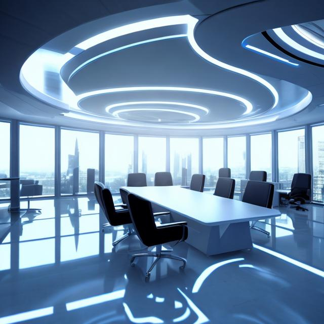 Prompt: futuristic office  interior enterprise