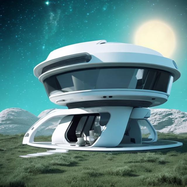 Prompt: futuristic house on Moon trip cosmos