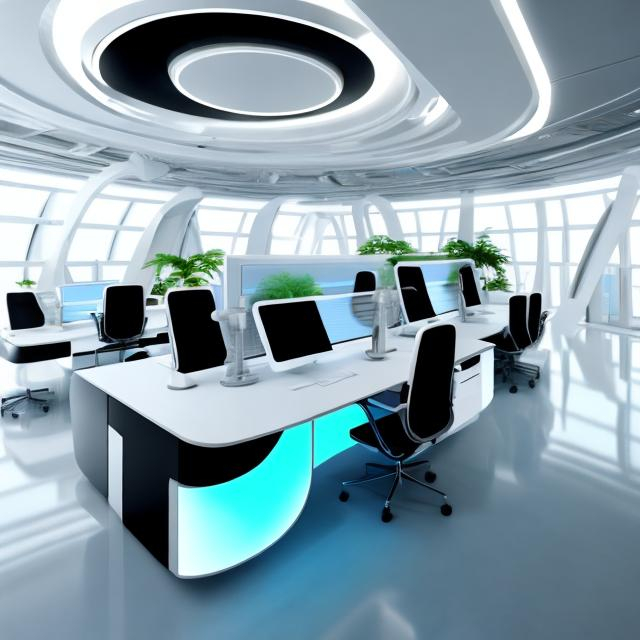 Prompt: futuristic interior office