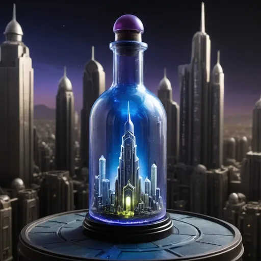 Prompt: Bottled city kandor 
