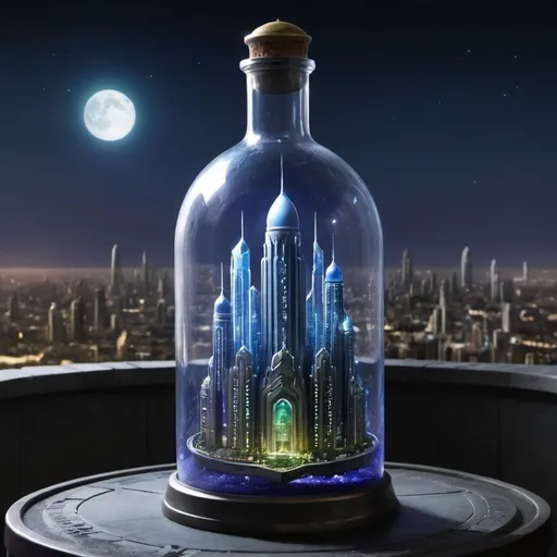 Prompt: Bottled city kandor 