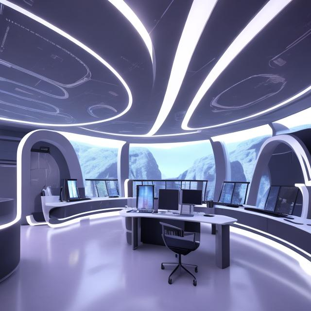 Prompt: desk futuristic interior