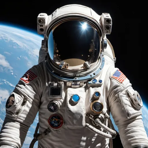 Prompt: cosmonaut suit in space