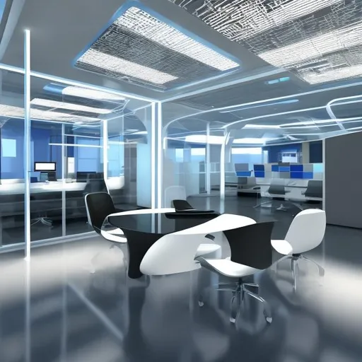 Prompt: futuristic office  interior