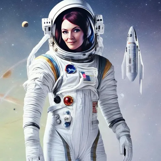 Prompt: space woman interior woman astronaut starship alien