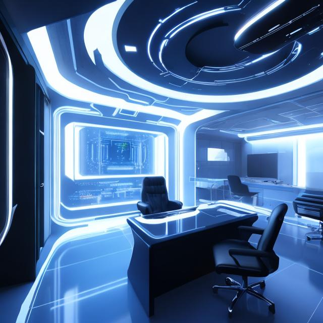 Prompt: desk futuristic interior