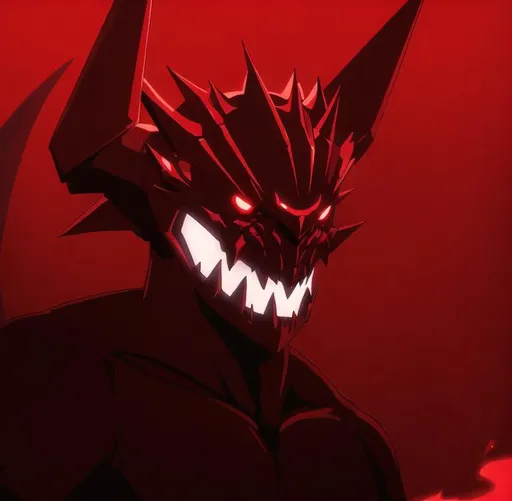 Prompt: A creature with a white look and evil smile, its body is red with black details, it is imposing, it is dominant, it has an evil aura. phonk
Anime art. 2D. Mappa art.