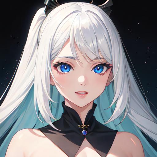 Prompt: Una mujer elfa de 25 años, cabello rubio, cabello rubio palido, piel blanca, ojos azul claro, orejas puntiagudas de elfo, sonriendo sutilmente. Imagen completa. Anime art. 2d. Madhouse art.