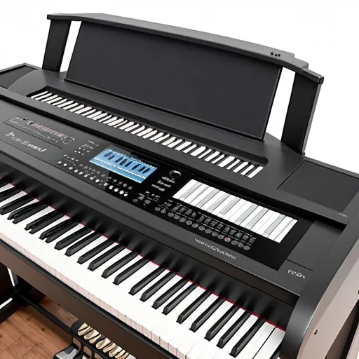 Prompt: Digital piano with touchscreen,voice changer & drawbars.