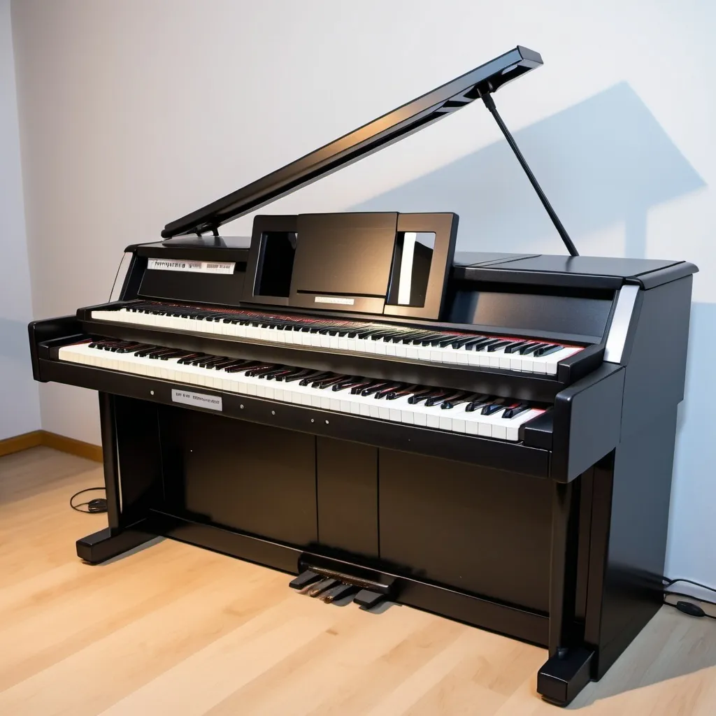 Prompt: Digital piano in style of 1987 with floppy disk drive