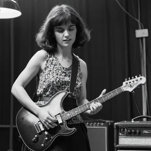 Prompt: Pansy Parkinson playing electric guitar