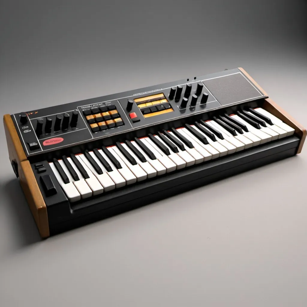 Prompt: Electronic keyboard instrument made in 1976