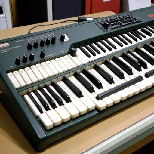 Prompt: Keyboard instrument made in 1983