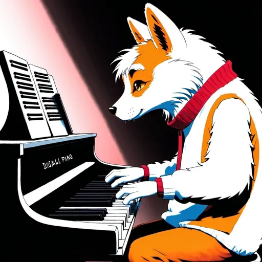 Prompt: A furry playing a digital piano