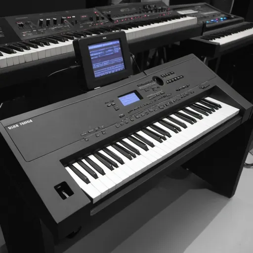 Prompt: Hypothetical Yamaha keyboard with DASSystem synthesis