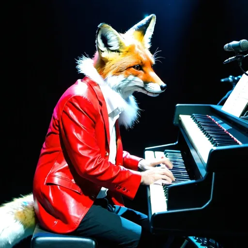 Prompt: A keyboard player sporting a fox tail