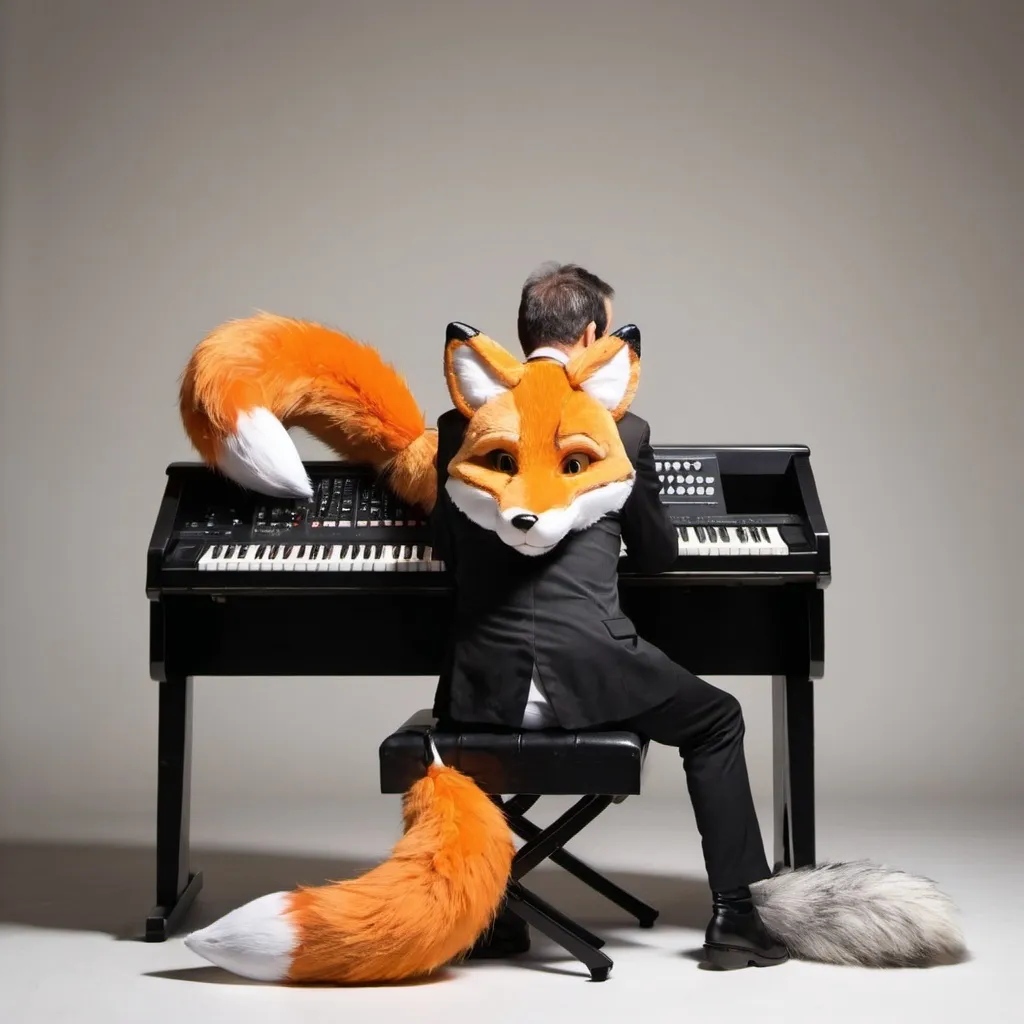 Prompt: Keyboard player with fox tail