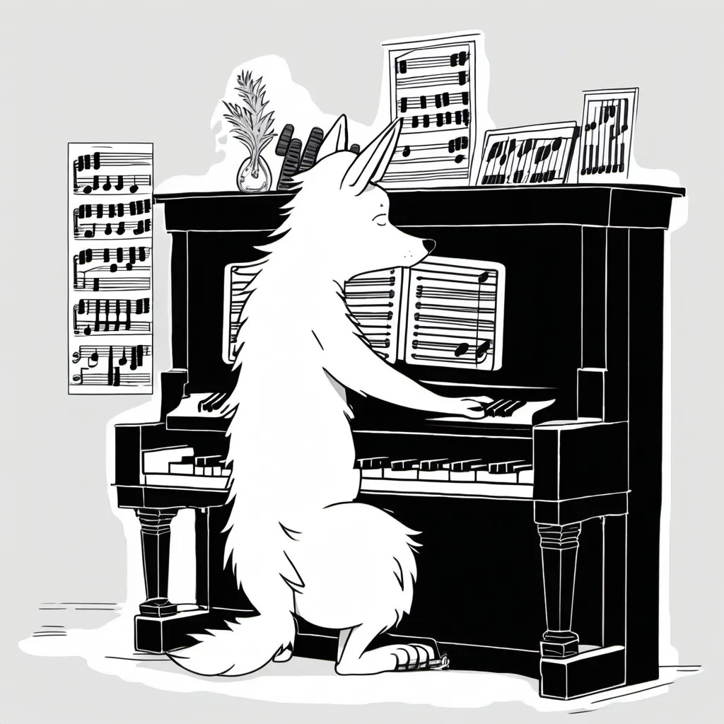 Prompt: A Furry playing piano