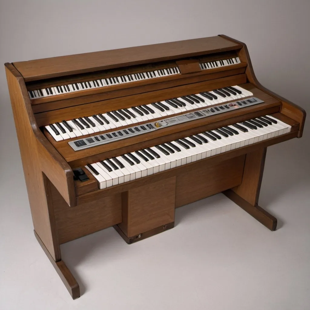 Prompt: An electronic piano made in 1974