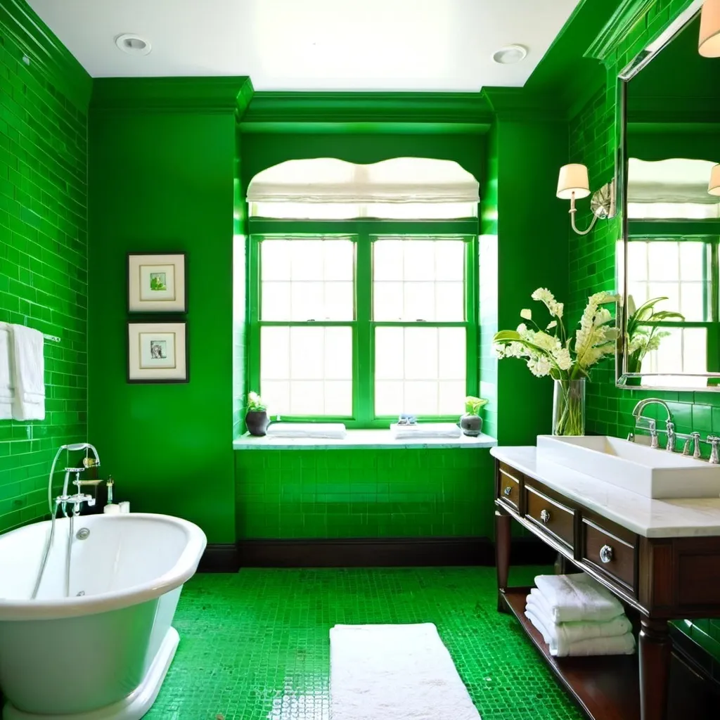 Prompt: Kelly Green bathroom