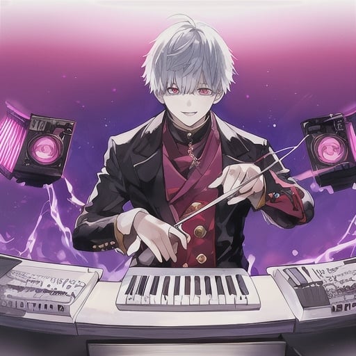 Prompt: Ken Kaneki playing the Yamaha Electone