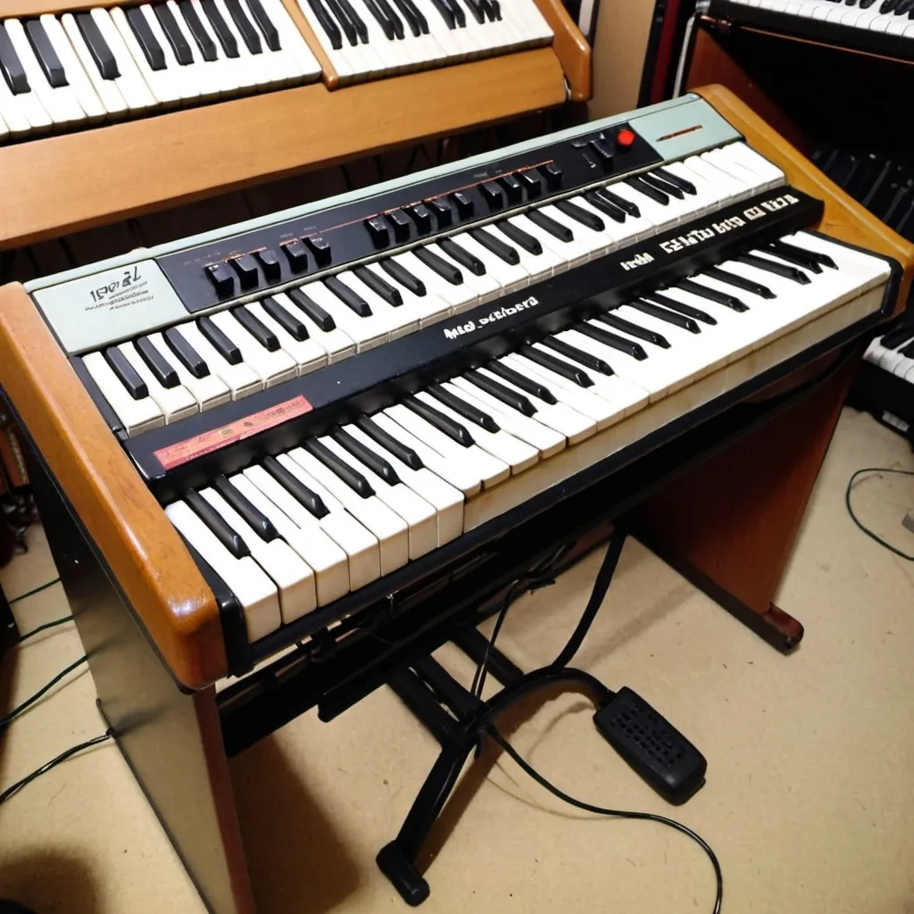 Prompt: Keyboard instrument made in 1980