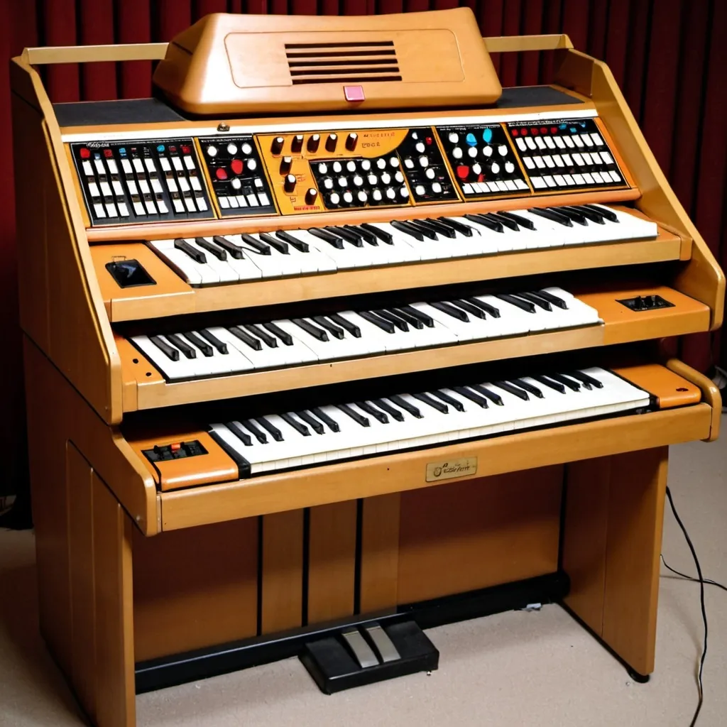 Prompt: Electronic organ made in 1975