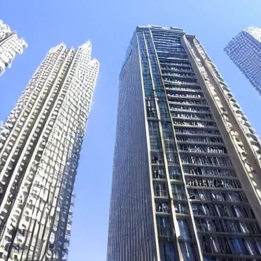 Prompt: A row of skyscrapers