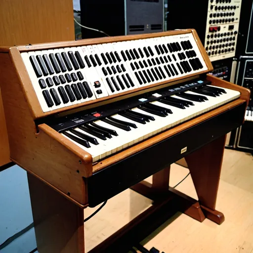 Prompt: Keyboard instrument made in 1976